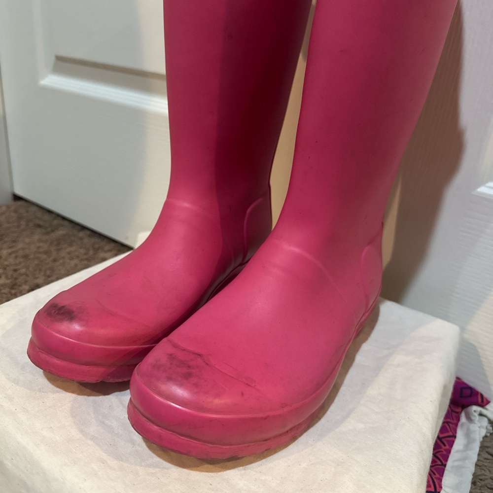 Hunter Big Girls Women’s Fuchsia Pink Rain Boots Size 4 - Picture 6 of 7